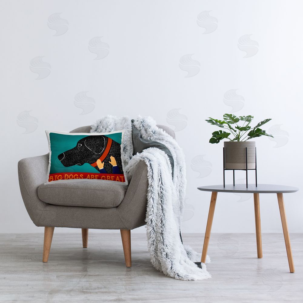 Stephen Huneck Big Dogs Are Great Rectugular Printed Throw Pillow on Chair