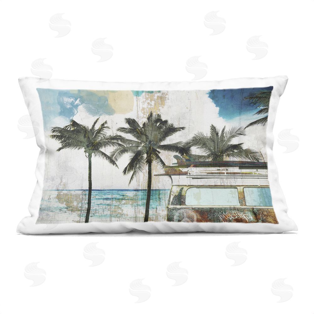 Sasha Beach Day Retro Vacation Rectugular Printed Throw Pillow