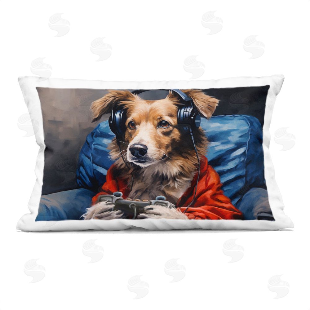 Shawna Stewart Game Master Dog Rectugular Printed Throw Pillow