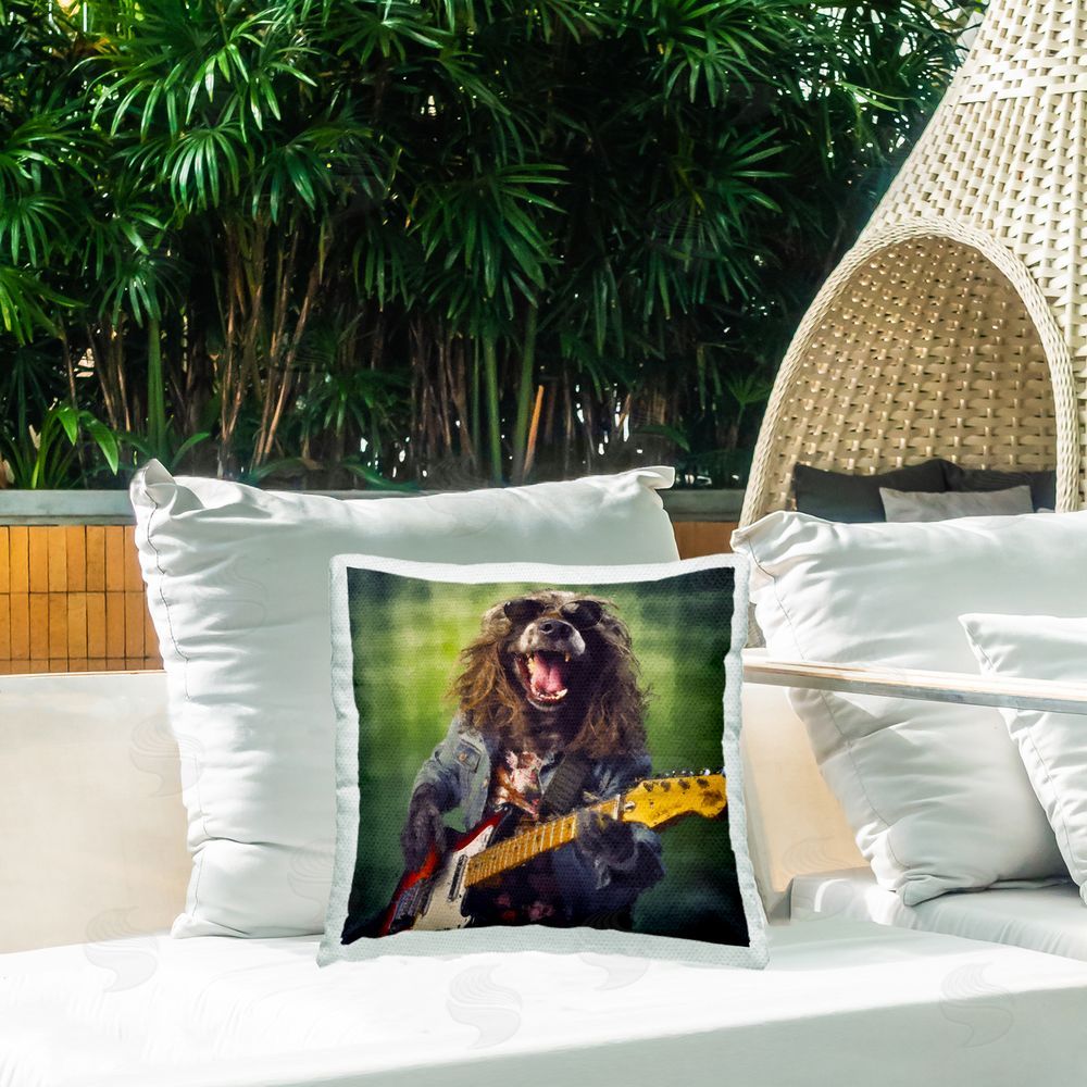 Sean Parnell Musician Mutt Halen Square Printed Throw Pillow on Patio