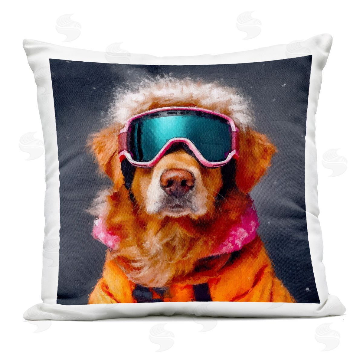 Sean Parnell Ski Dog with Goggles Outdoor Square Printed Throw Pillow