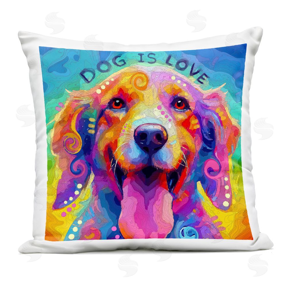 Dean Russo- Evolution Collection Dog Is Love Swirled Pattern Outdoor Square Printed Throw Pillow