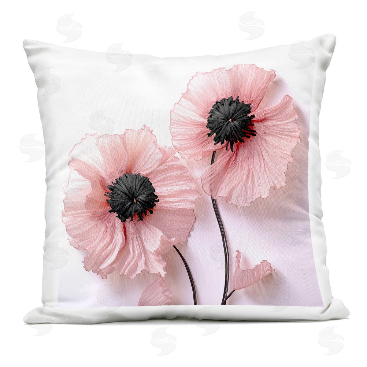 Sasha Properly Pink Poppies Outdoor Square Printed Throw Pillow