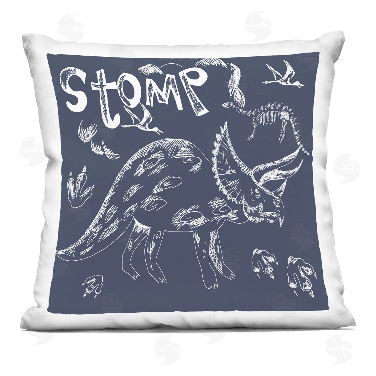 HUE and MI and Sangita Sketchy Stomp Dinosaur Square Printed Throw Pillow