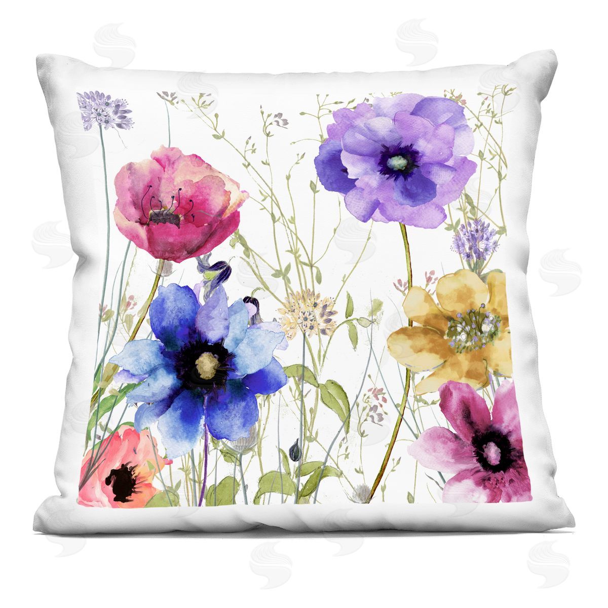 Sasha Modern Spring Garden Flowers Square Printed Throw Pillow