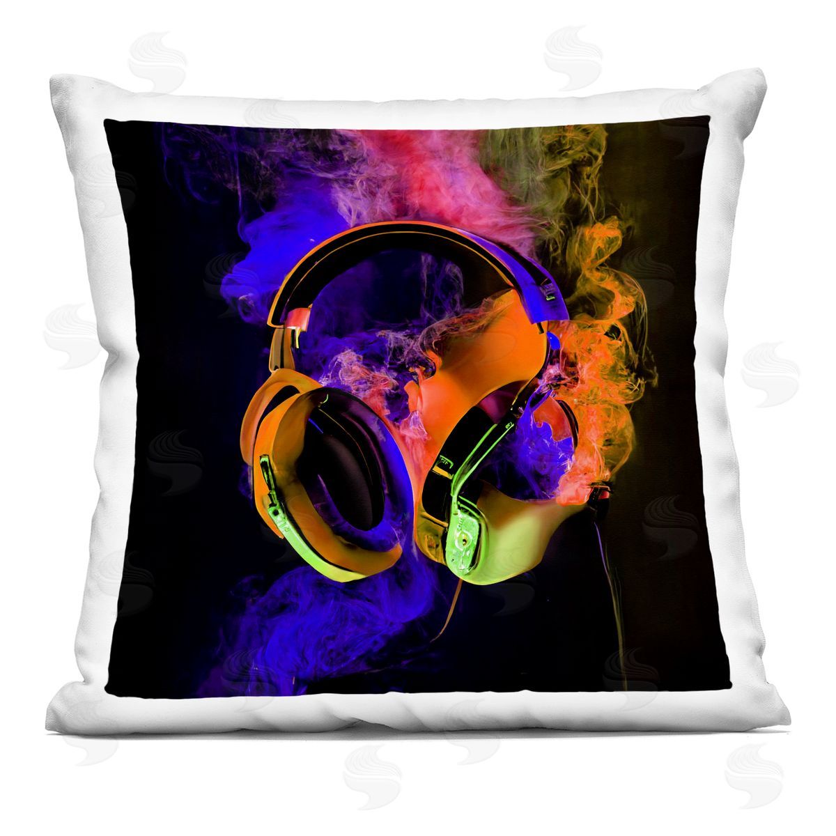 Sasha Power Play Headphones Square Printed Throw Pillow