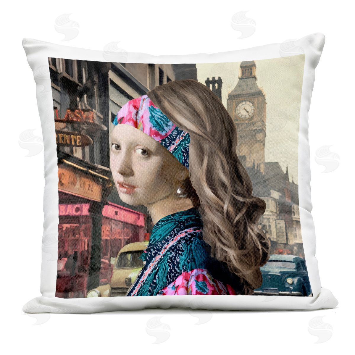 Sasha Carnaby Street Remix Painting Outdoor Square Printed Throw Pillow