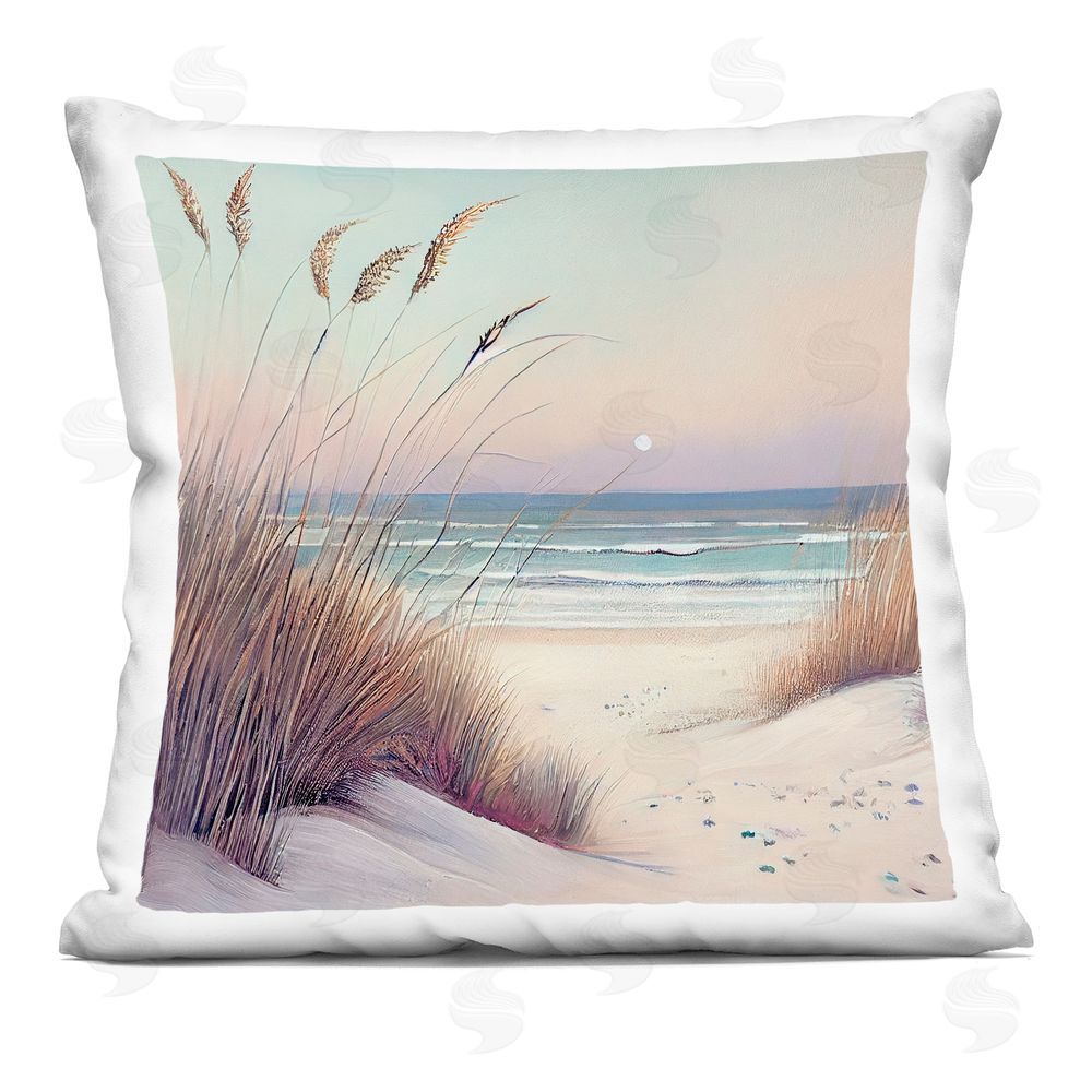 Sasha Peaceful Beach Dunes View Square Printed Throw Pillow