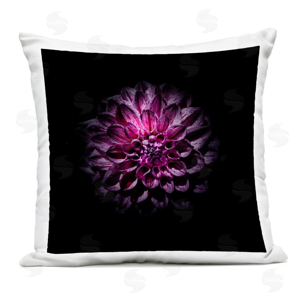 Brian Carson Photography Purple Dahlia Dark Contemporary Outdoor Square Printed Throw Pillow