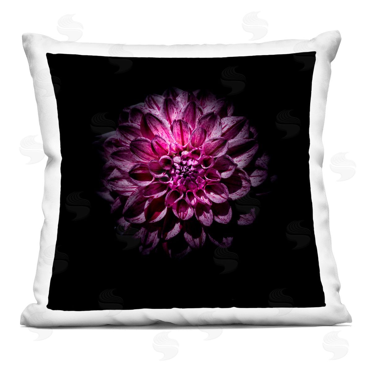 Brian Carson Photography Purple Dahlia Dark Contemporary Square Printed Throw Pillow
