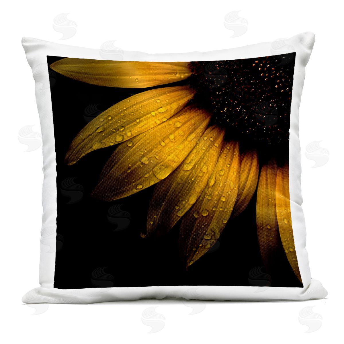 Brian Carson Photography Sunflower Detail with Droplets Outdoor Square Printed Throw Pillow