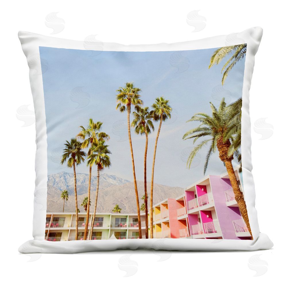 LISH Creative Looming Palms over Resort Outdoor Square Printed Throw Pillow