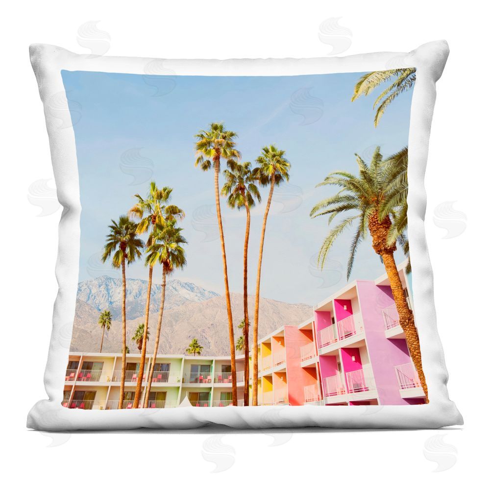 LISH Creative Looming Palms over Resort Square Printed Throw Pillow
