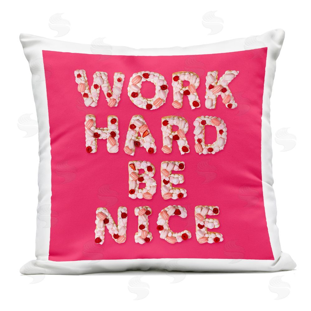 LISH Creative Work Hard Be Nice Outdoor Square Printed Throw Pillow