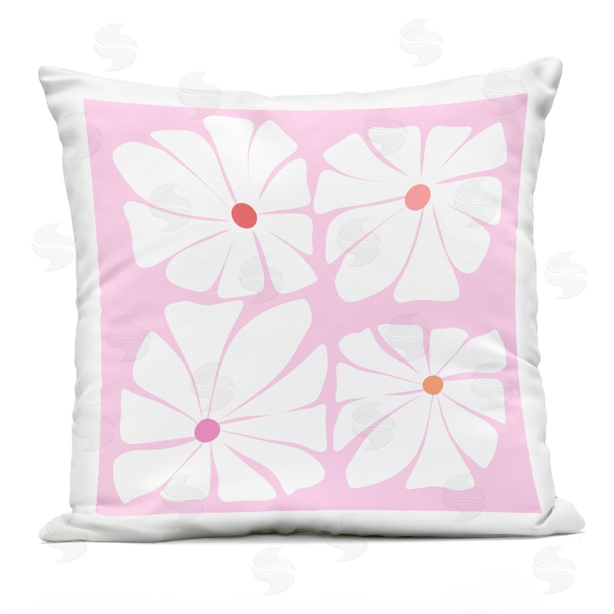 Pooja Dave Four Contemporary Daisies Plush Polyester Art Print Pillow