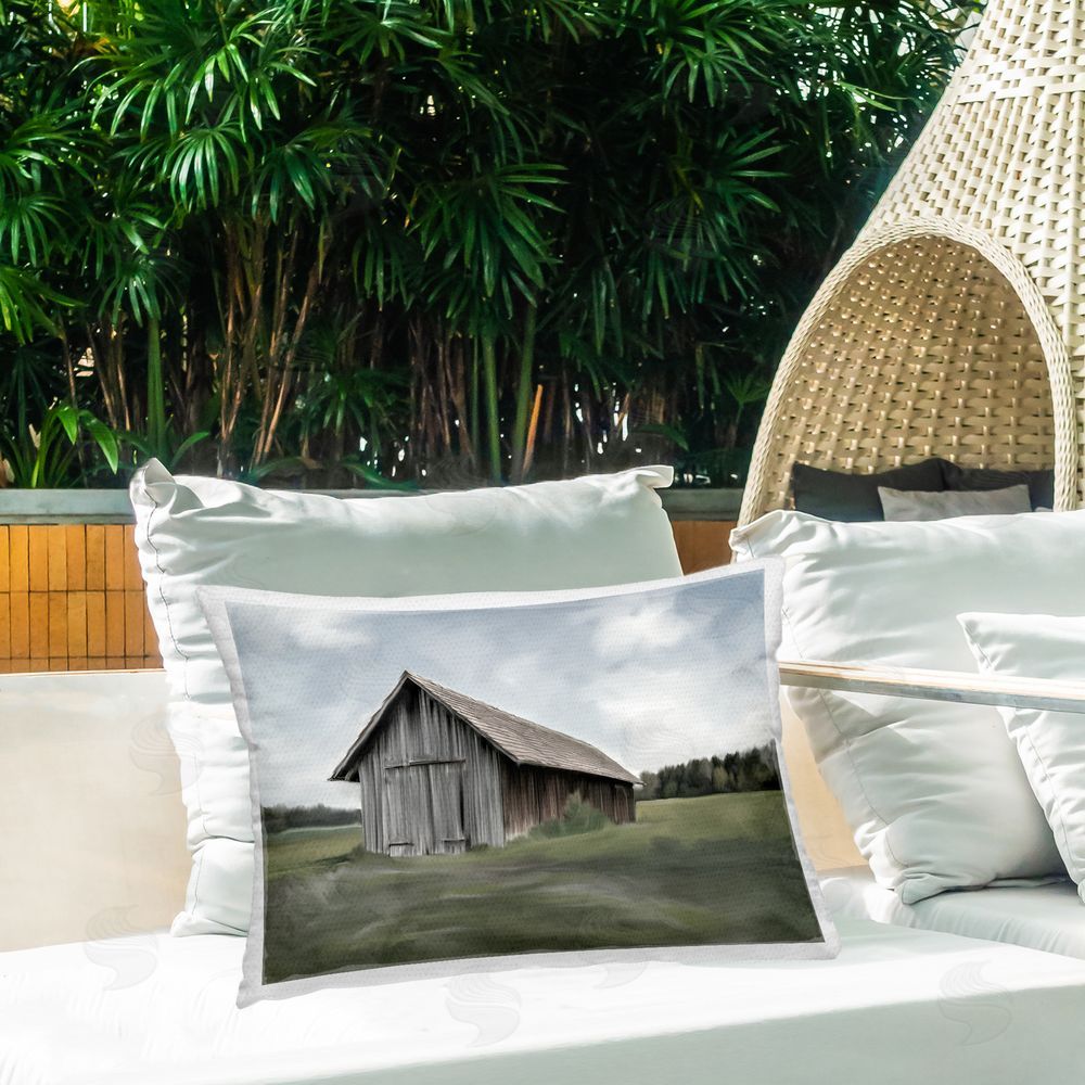Kim Allen Farm's Back Pasture Lumbar Outdoor Quick-Dry Polyester Throw Pillow on Seat