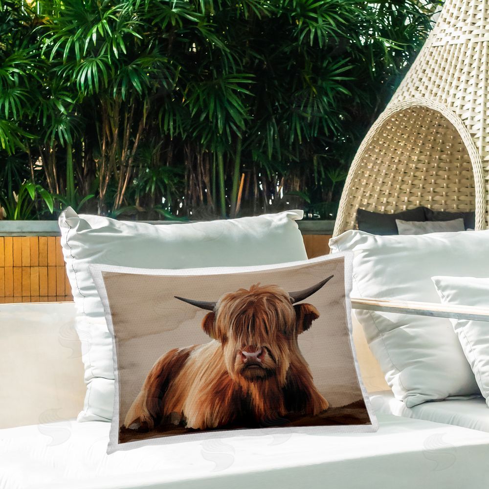 Renel Peters Got My Hair Done Cattle Printed Throw Pillow on Patio