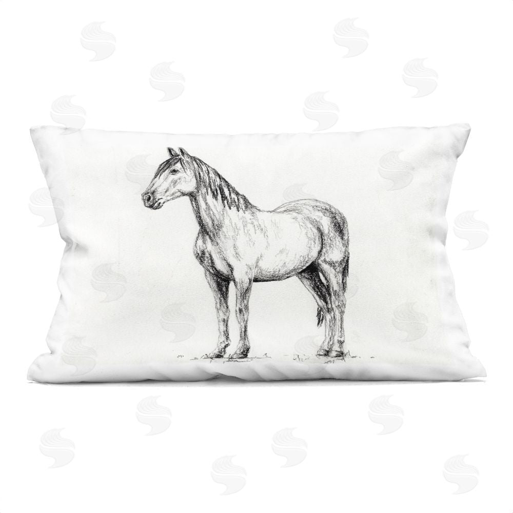 Leah Noel Art Horse In Charcoal Square Outdoor Quick-Dry Polyester Throw Pillow
