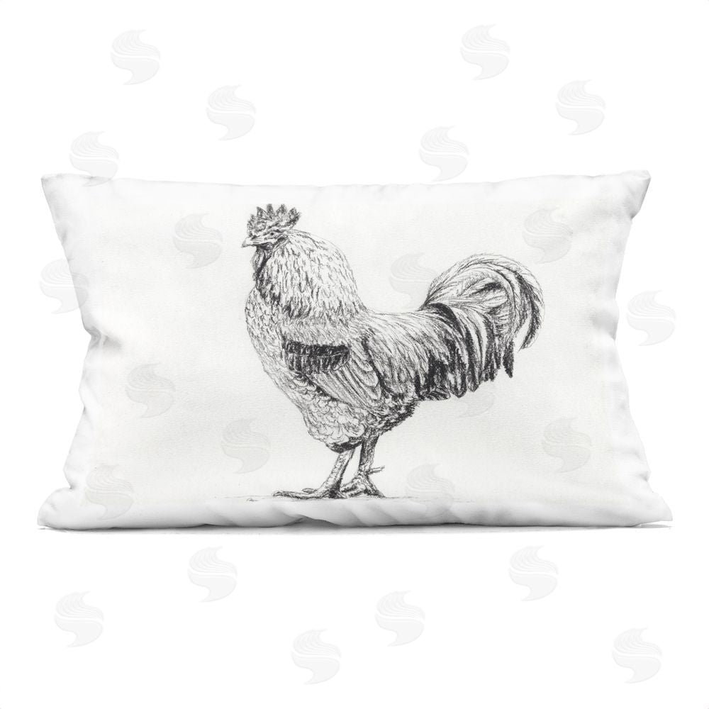 Leah Noel Art Rooster in Charcoal Printed Throw Pillow