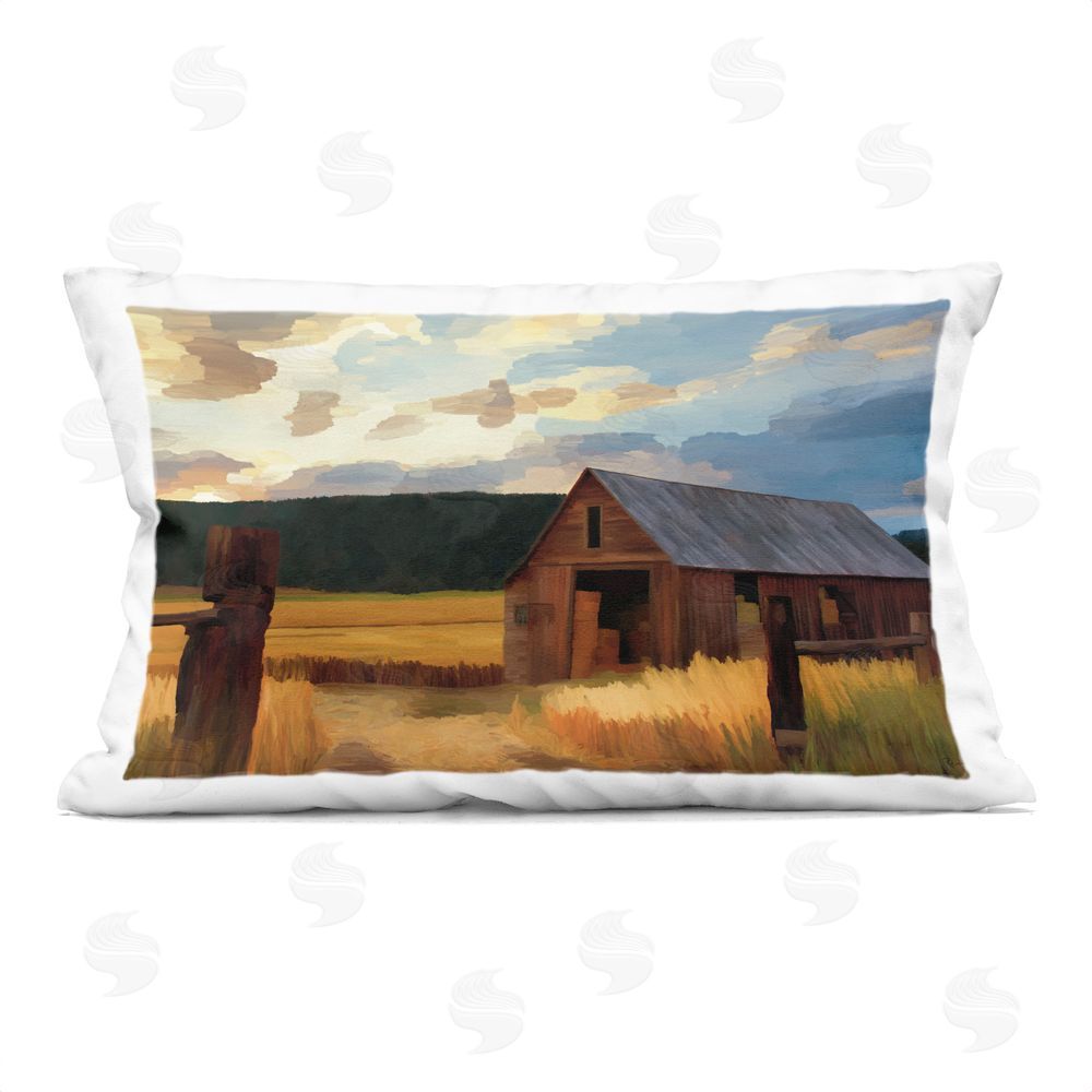 Renel Peters Harvest Time Autumn Barn Square Outdoor Quick-Dry Polyester Throw Pillow