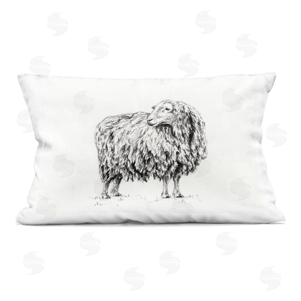 Leah Noel Art Sheep in Charcoal Printed Throw Pillow