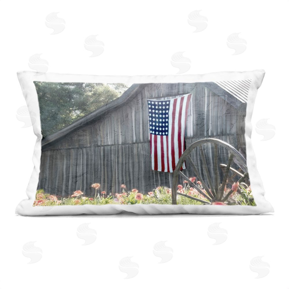 Kim Allen USA Wagon Wheel Barn Printed Throw Pillow