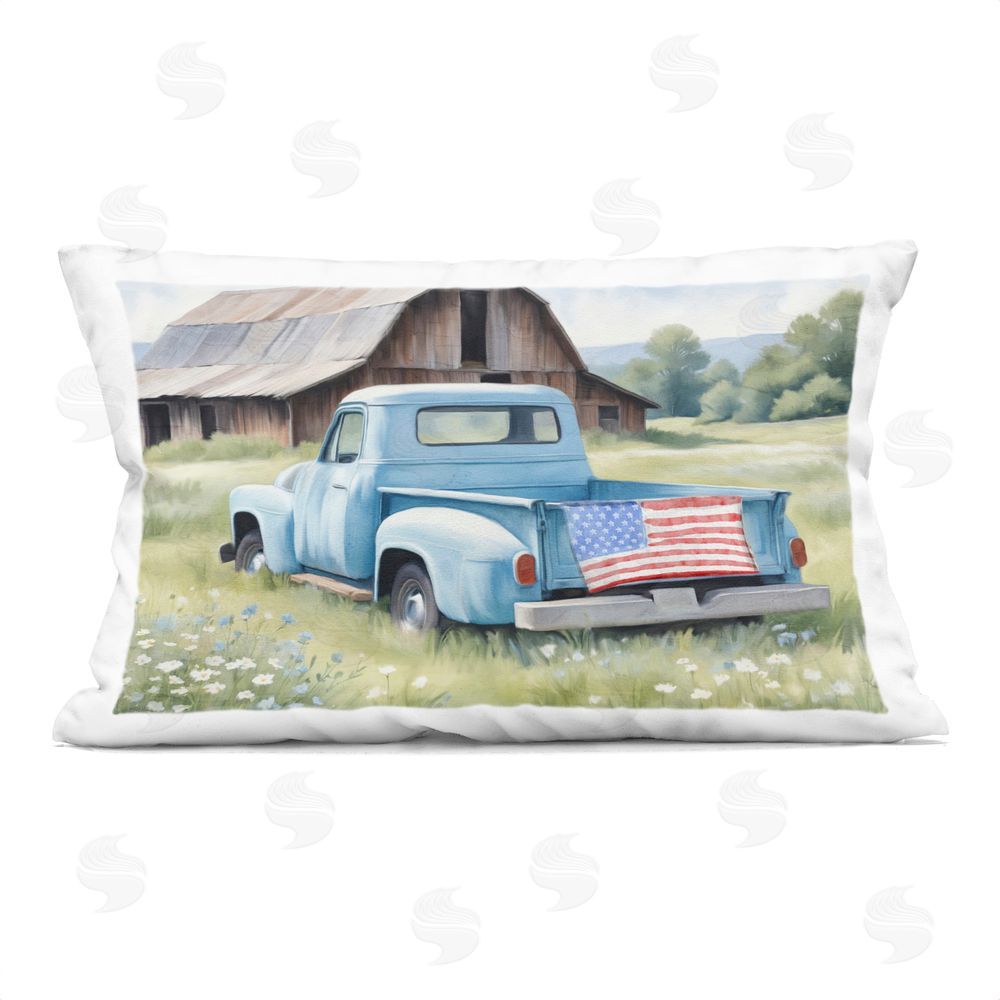 Kim Allen American Pride Truck on Farm Printed Throw Pillow
