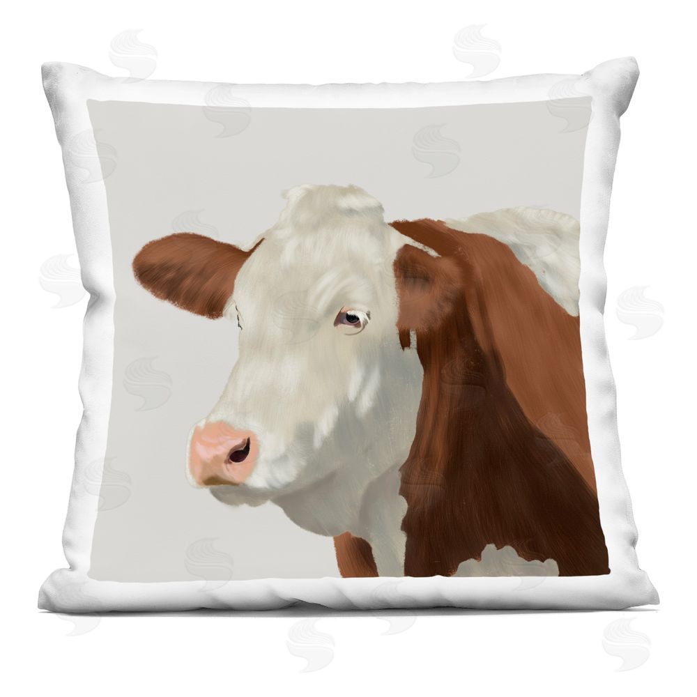 Marcus Prime Farm Friend Cow Portrait Printed Throw Pillow