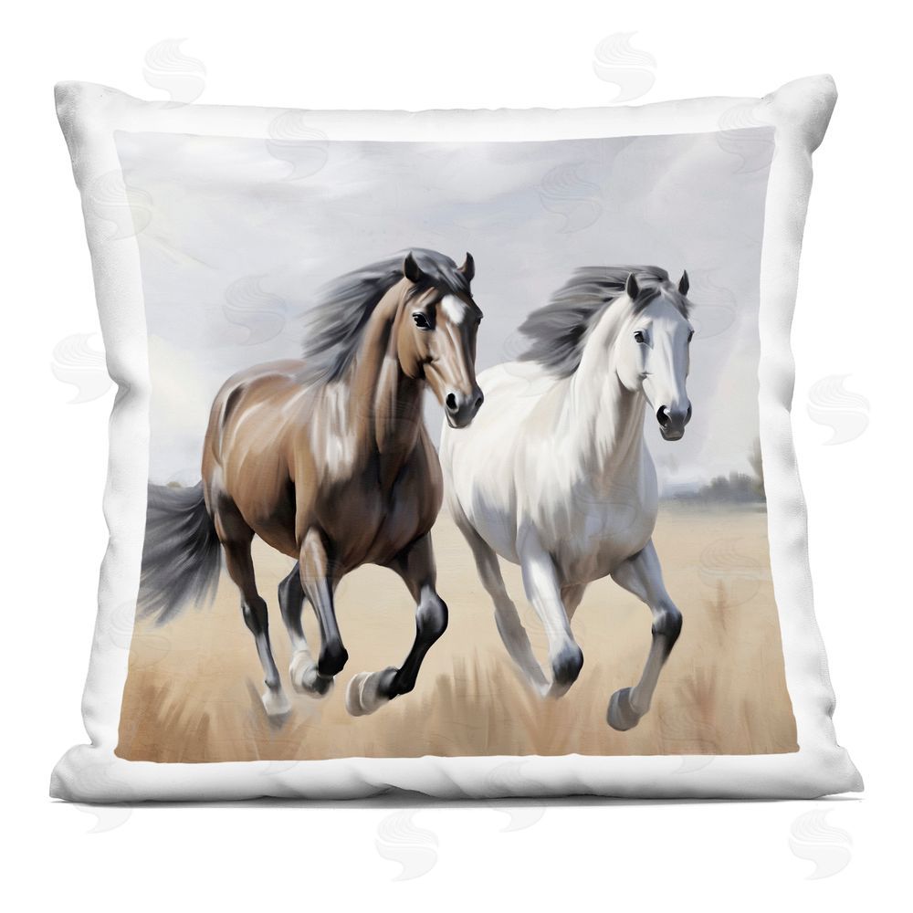 Kim Allen Wild Run Twin Horses Printed Throw Pillow