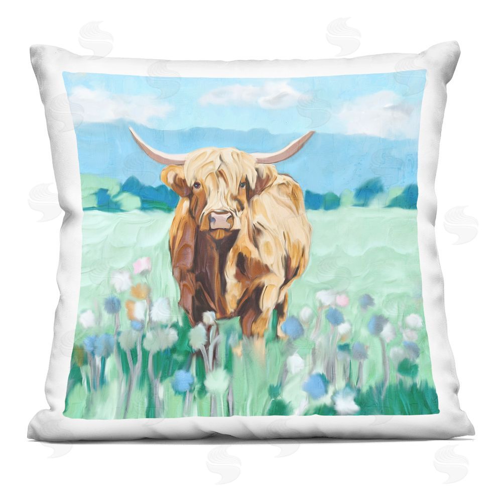 Kim Allen Blue Sky Highland Printed Throw Pillow