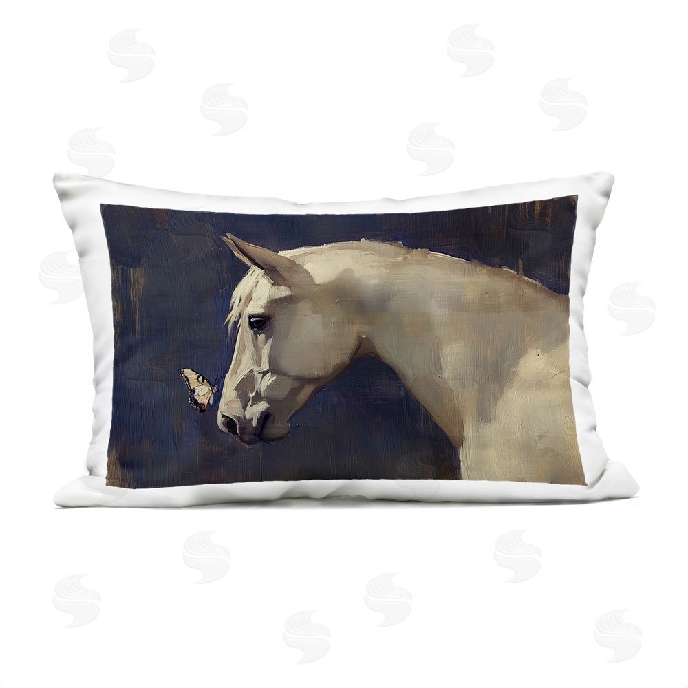 Svetlana Aleynikova Peaceful Meeting Horse & Butterfly Outdoor Printed Throw Pillow