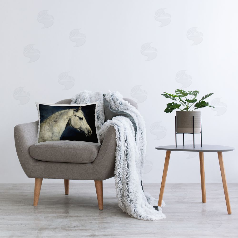 Svetlana Aleynikova Equine On The Blue Night Printed Throw Pillow in Room