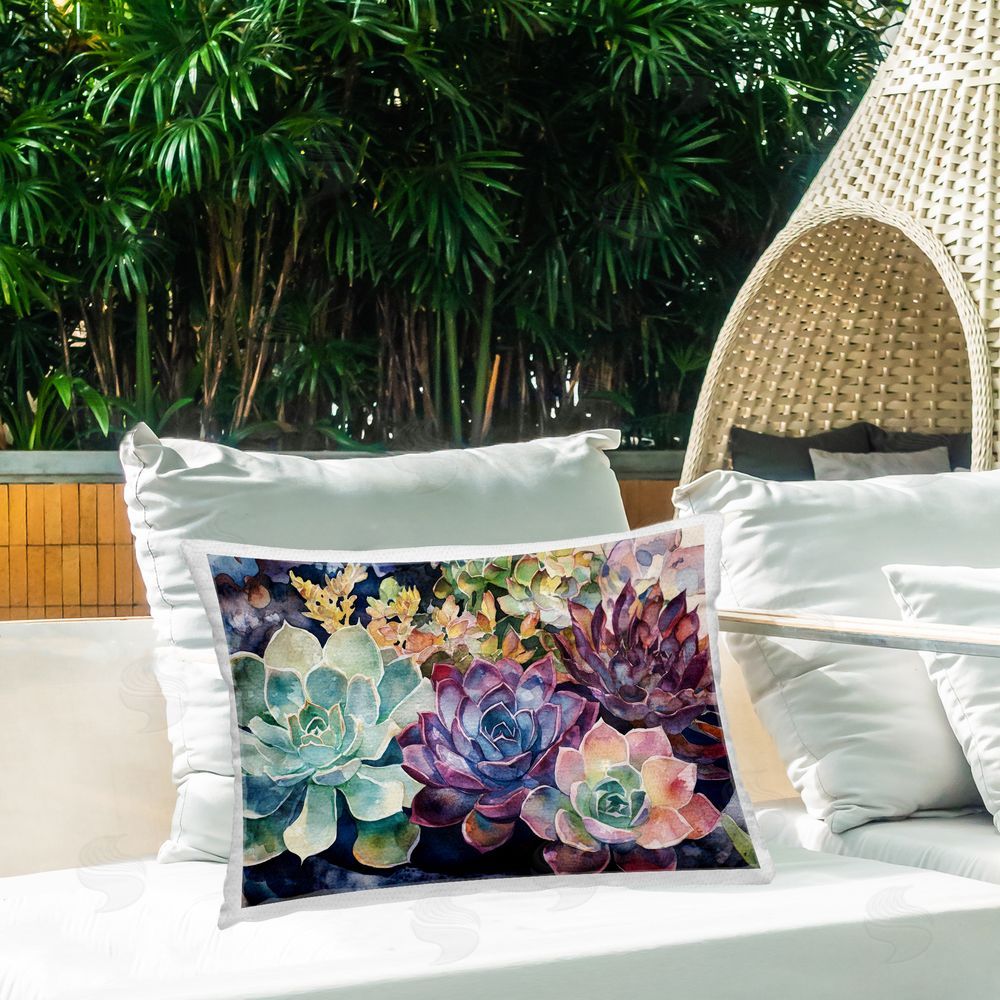 Svetlana Aleynikova Tutti Succulents Collection Printed Throw Pillow on Patio