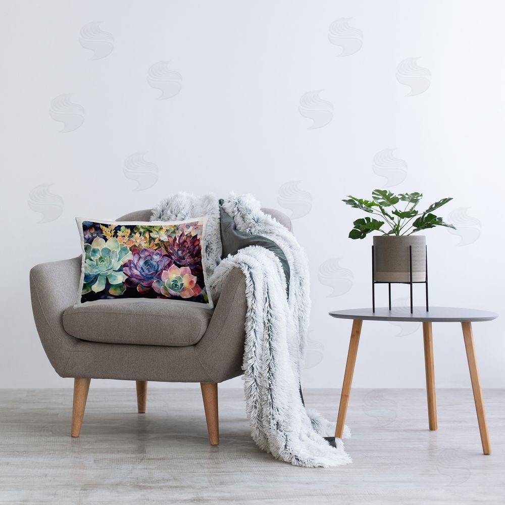 Svetlana Aleynikova Tutti Succulents Collection Printed Throw Pillow in Room
