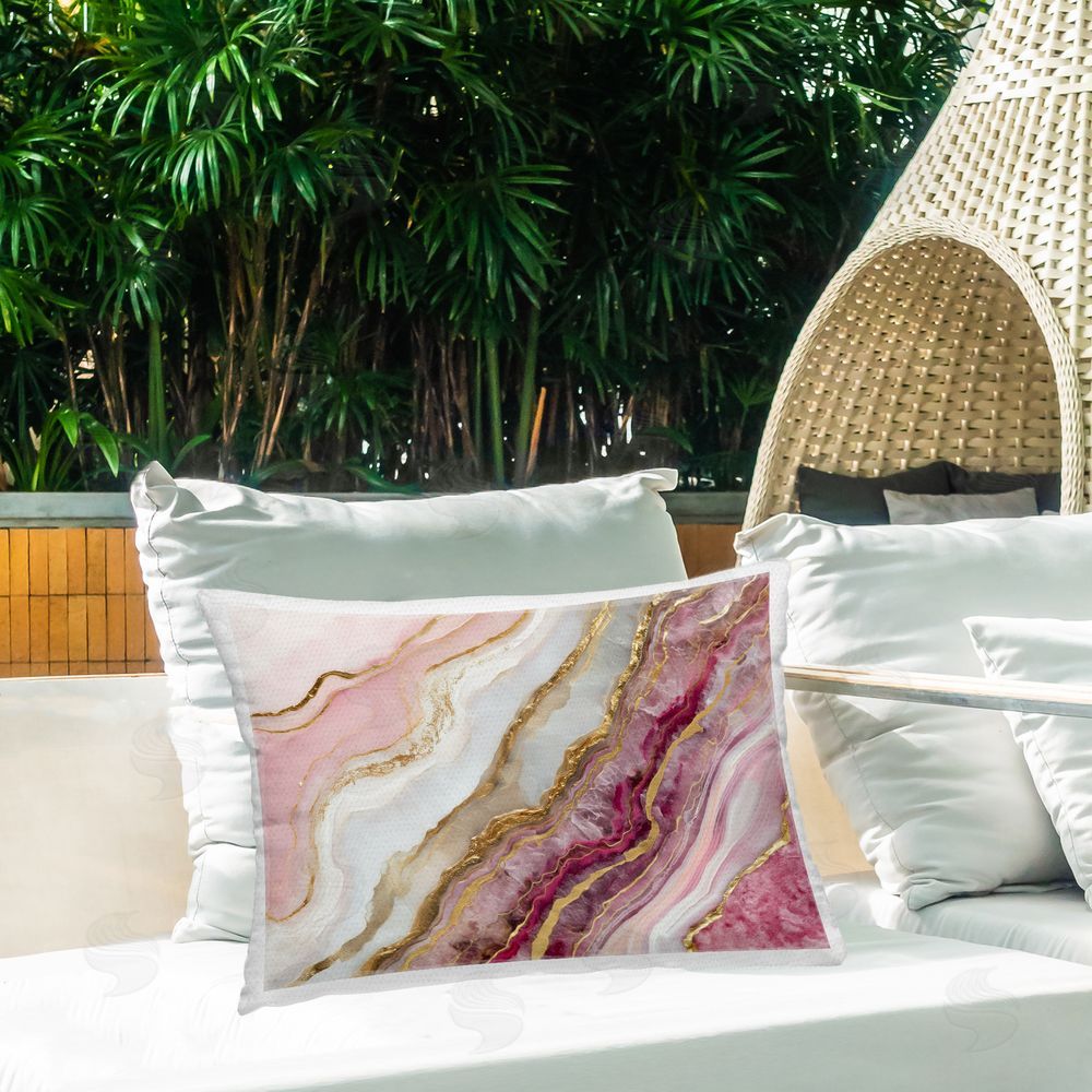 Svetlana Aleynikova Frozen Petal Stone Printed Throw Pillow on Patio