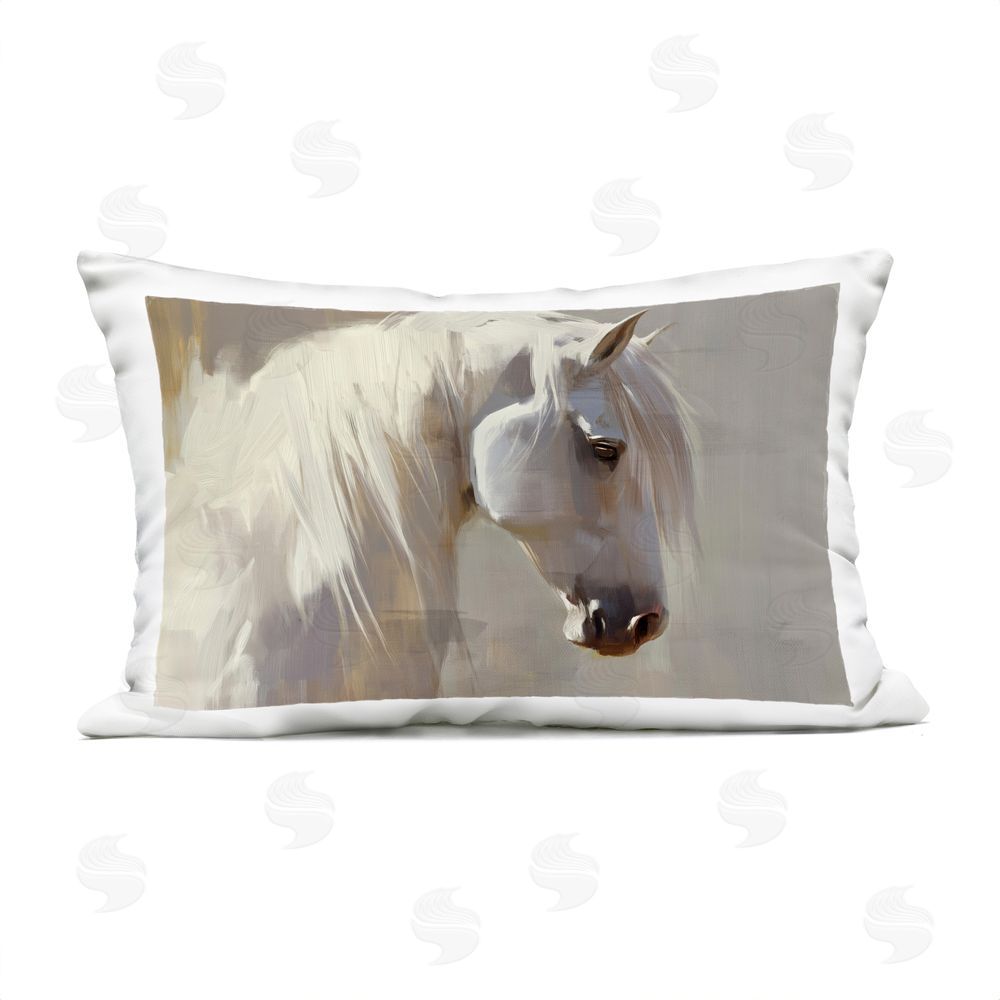 Svetlana Aleynikova White Moon Horse Outdoor Printed Throw Pillow