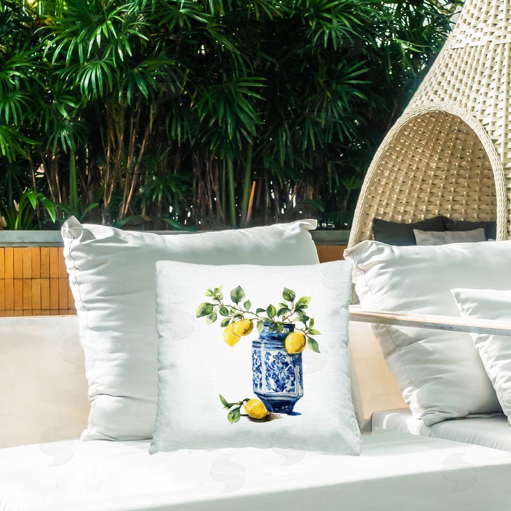 Svetlana Aleynikova Ornate Lemon Treasures Outdoor Printed Throw Pillow on Patio