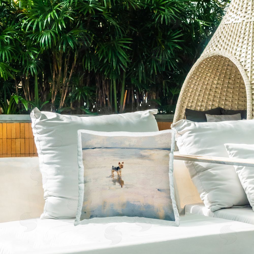 Svetlana Aleynikova Quiet Moment By The Sea Outdoor Printed Throw Pillow on Patio