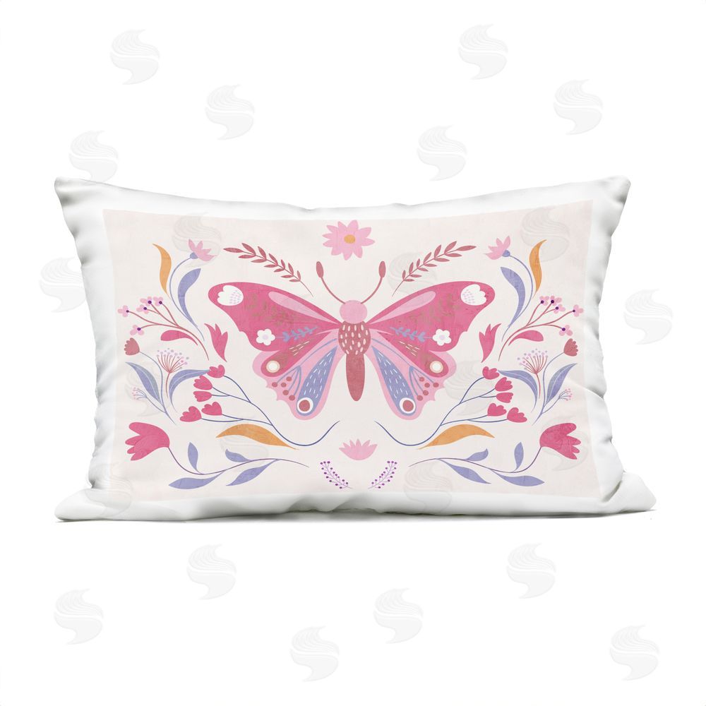 Kim Allen Whimsical Folk Butterfly Outdoor Printed Throw Pillow