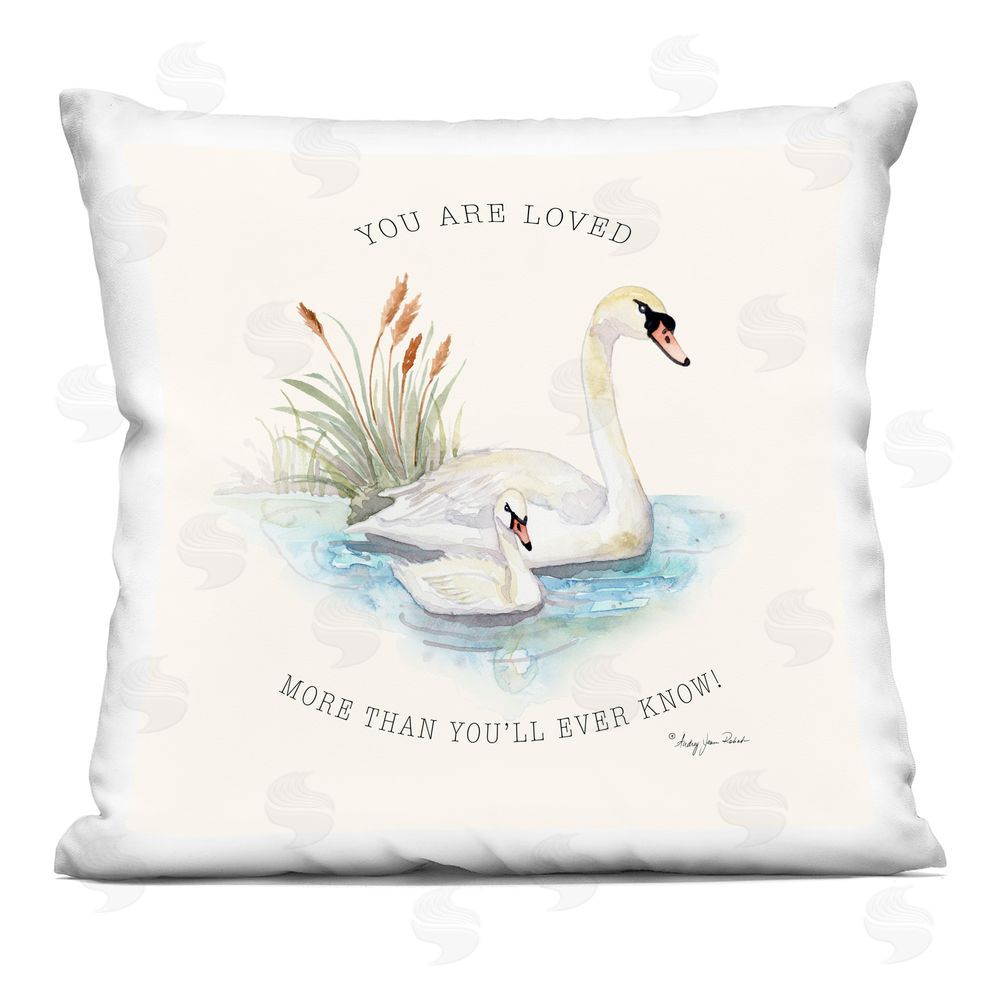 Audrey Jeanne Roberts More Than You Know Swans Printed Throw Pillow
