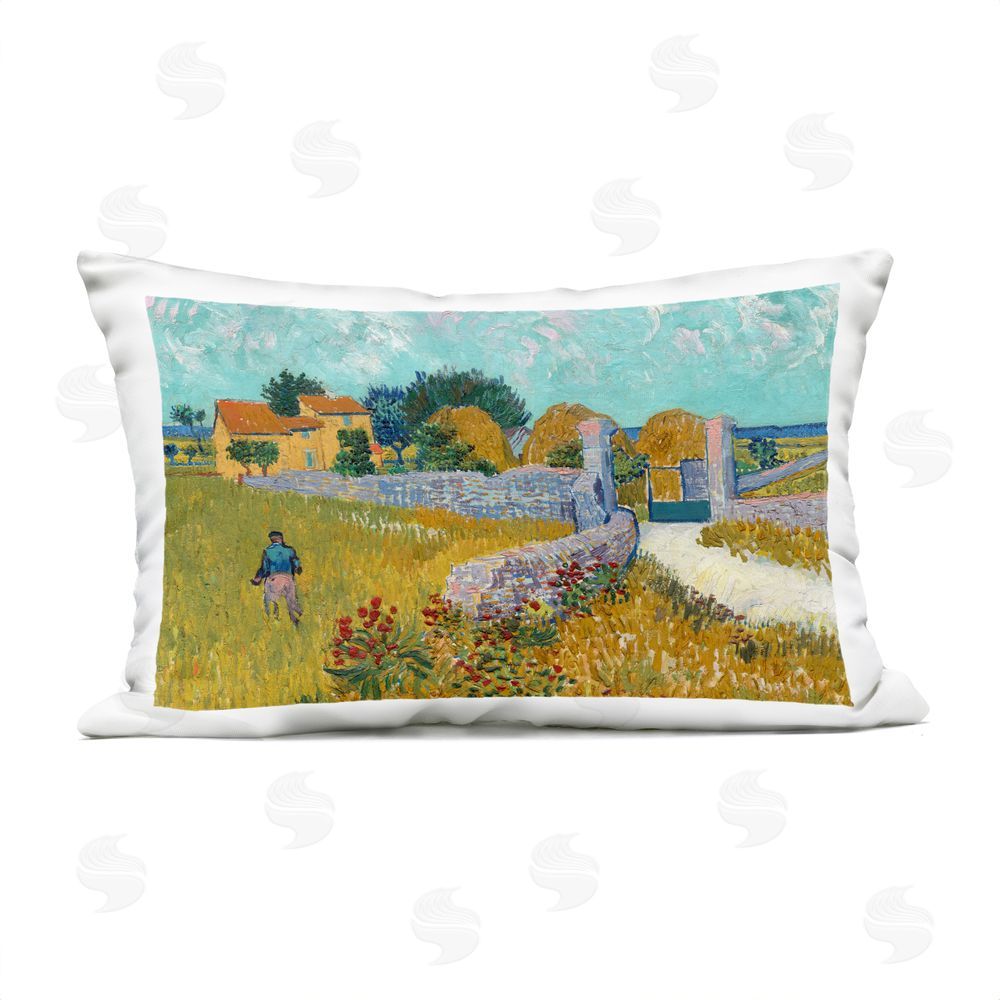 Vincent Van Gogh Farmhouse In Provence Outdoor Printed Throw Pillow