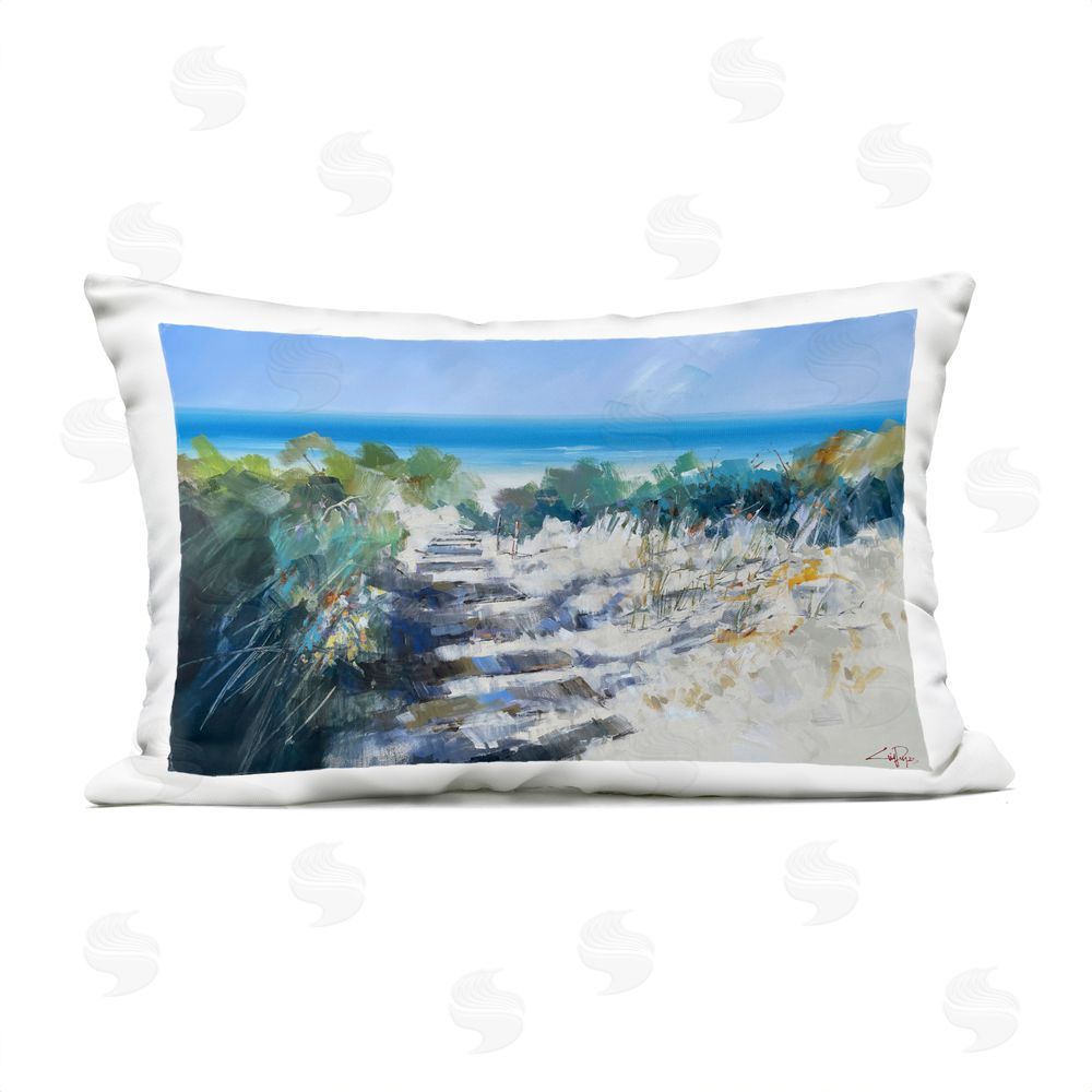 Craig Trewin Penny Beach Steps in Robe Outdoor Printed Throw Pillow
