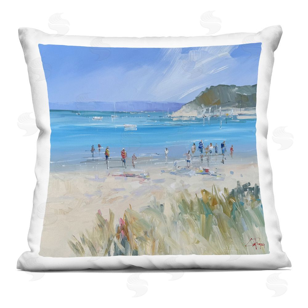 Craig Trewin Penny Summer Sorrento Beachgoers Printed Throw Pillow