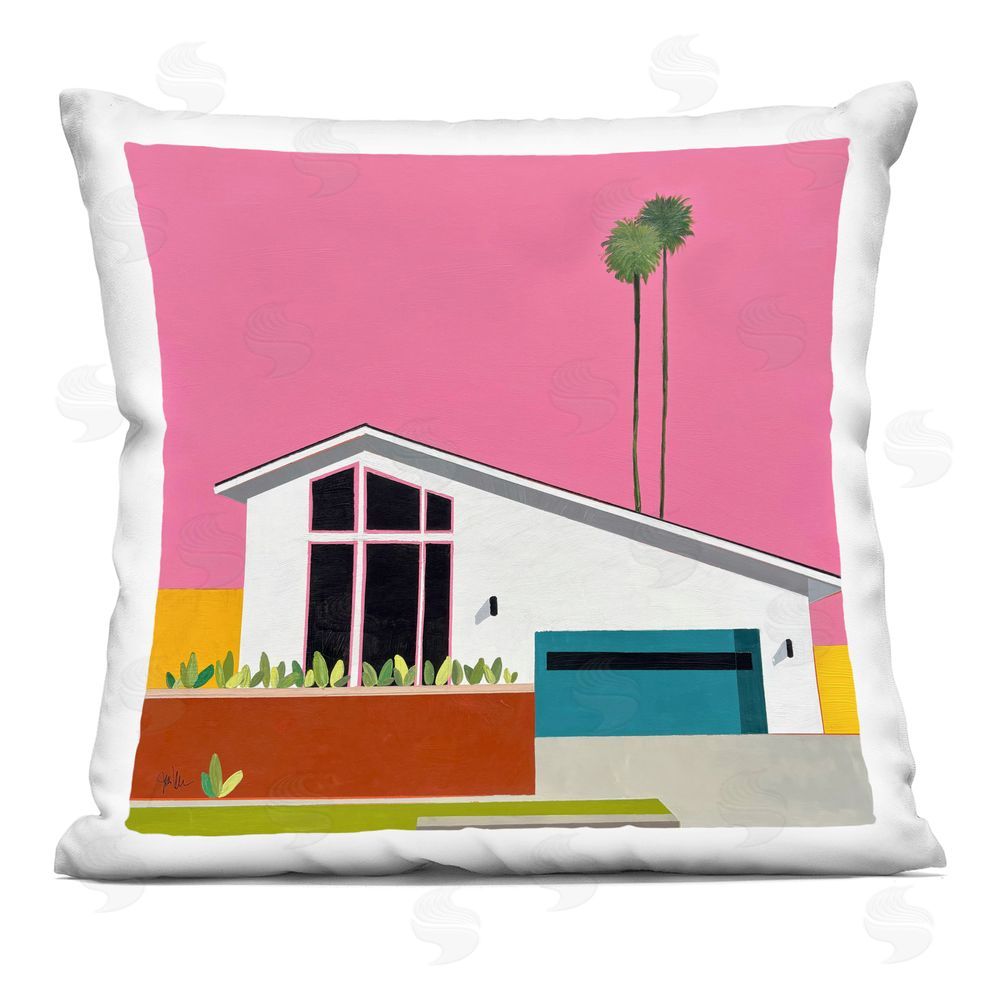 Jan Weiss Pink Sunkissed Suburbia Printed Throw Pillow