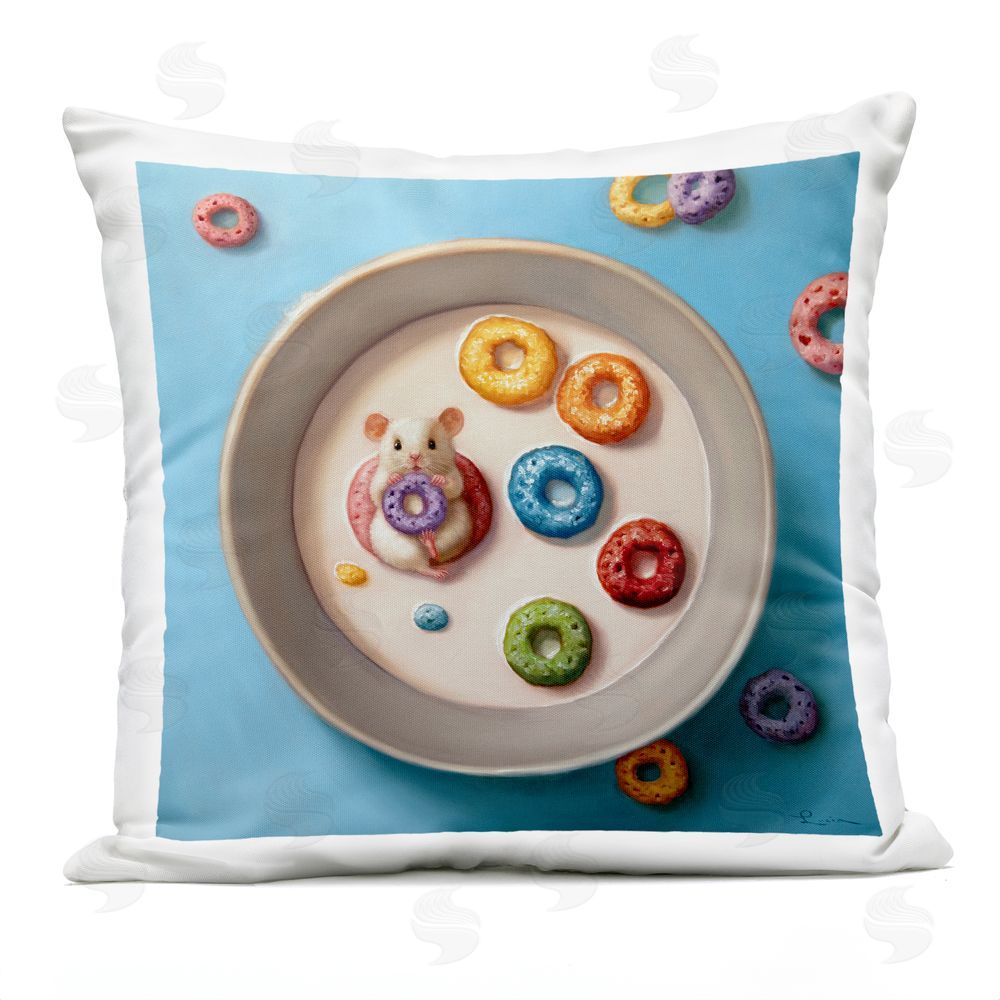 Lucia Heffernan Morning Dunk Cereal Mouse Outdoor Printed Throw Pillow