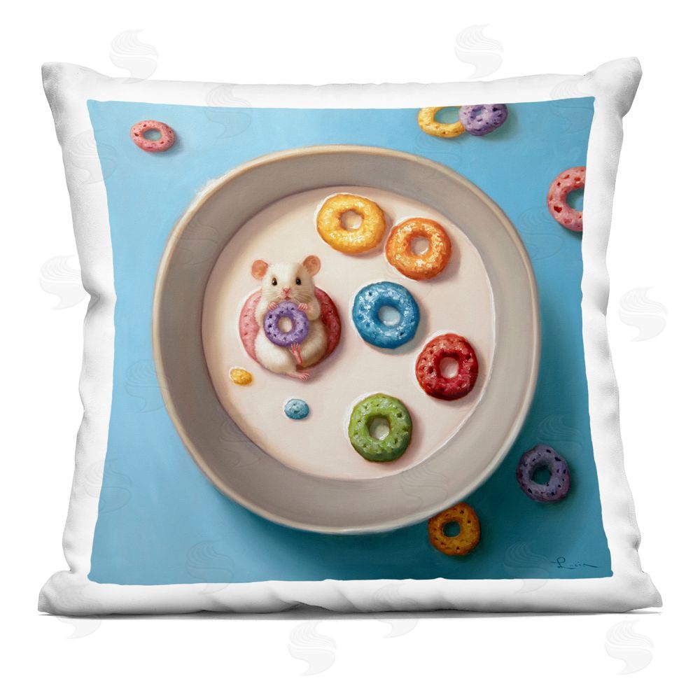 Lucia Heffernan Morning Dunk Cereal Mouse Printed Throw Pillow