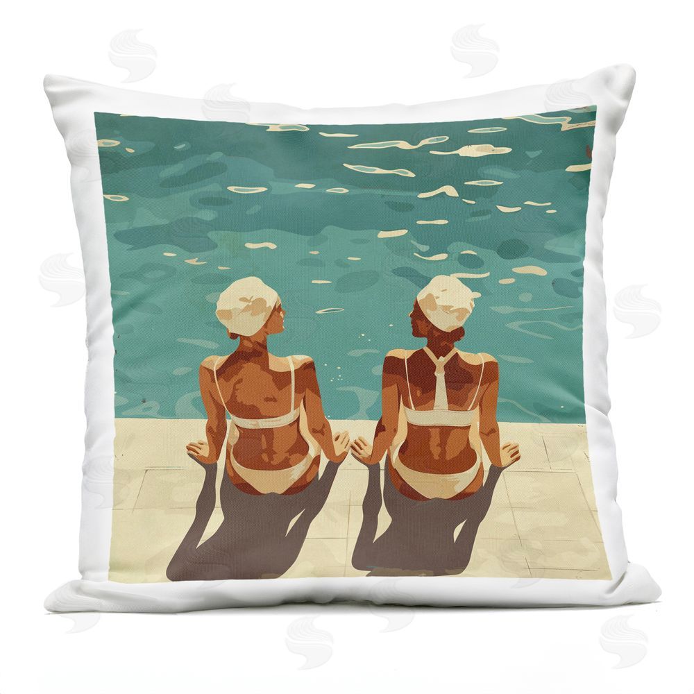 Layla Oz Swimmer Friends Duo Outdoor Printed Throw Pillow