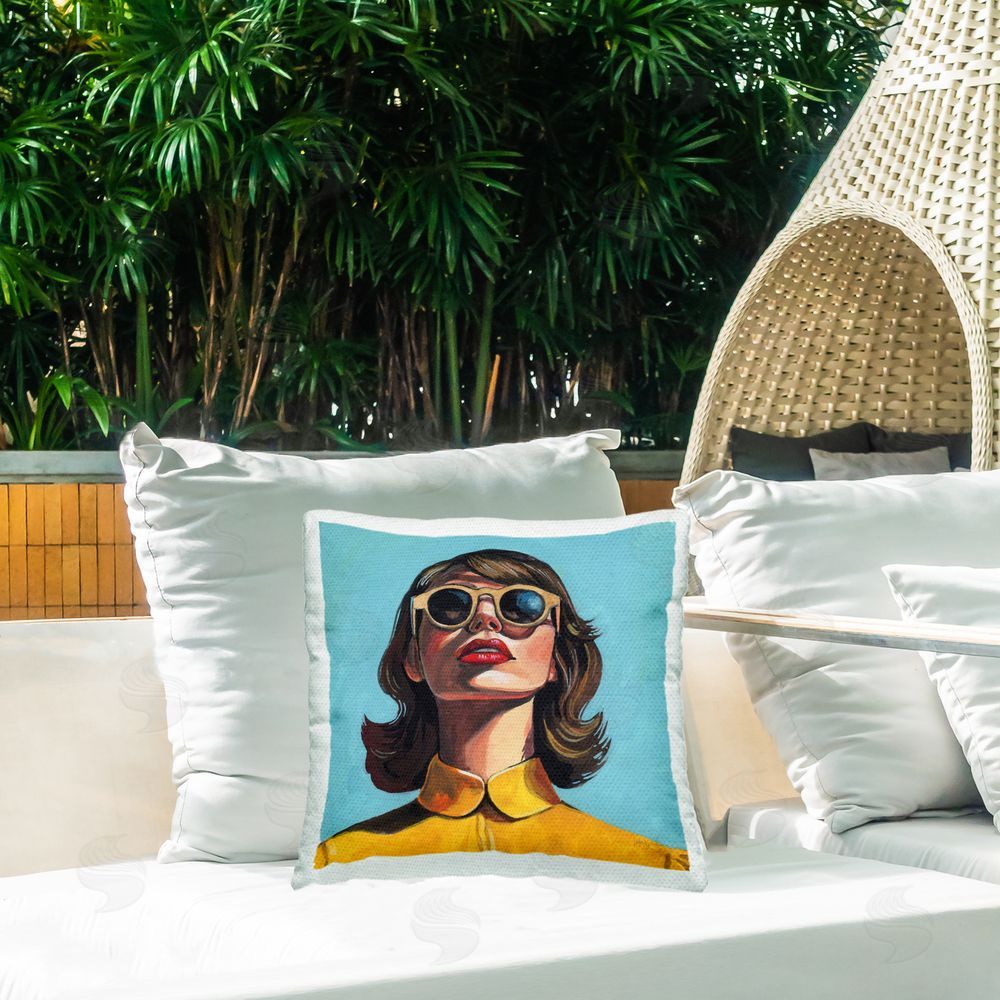 Kate Jarvik Birch Beautiful Sunshiny Day Retro Outdoor Printed Throw Pillow on Patio