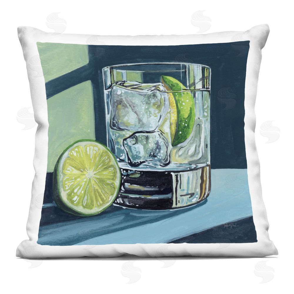 Kate Jarvik Birch Lime & Gin Tonic Cocktail Printed Throw Pillow