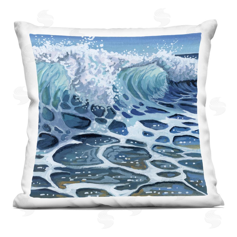 Kate Jarvik Birch Strong Crashing Waves on Beach Printed Throw Pillow
